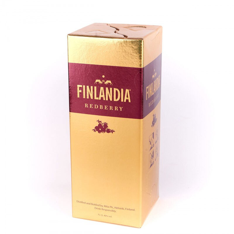 Водка Finlandia Redberry 2л поставляется на постоянной основе ОПТ-ом и в розницу в металлизированном пакете Bag in Box (тетрапаке), оснащенным небольшим краником-дозатором.